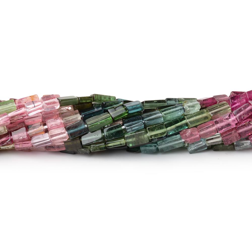 3-5mm Multi Color Tourmaline Plain Rectangle Beads 16 inch 96 pieces - BeadsofCambay.com