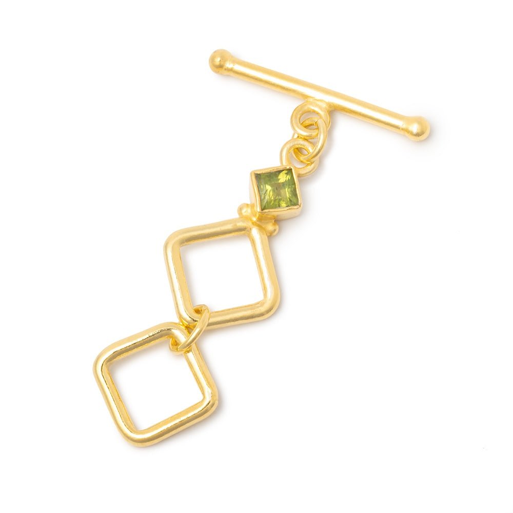 40x12mm Vermeil Peridot Square Toggle 1 piece - Beadsofcambay.com