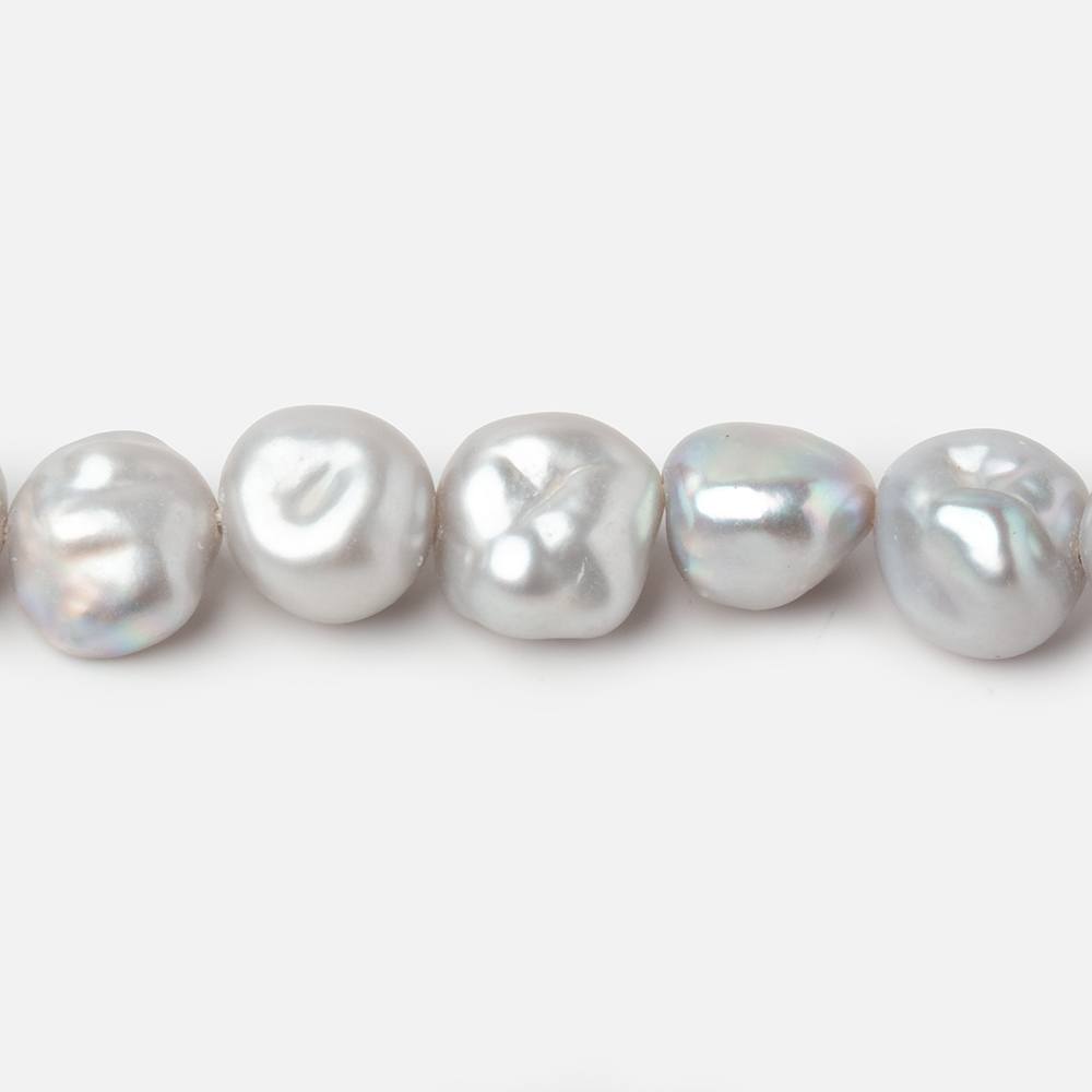 8-10mm Silver Keshi Side Drilled Freshwater Pearls 16 inch 50 Beads - BeadsofCambay.com