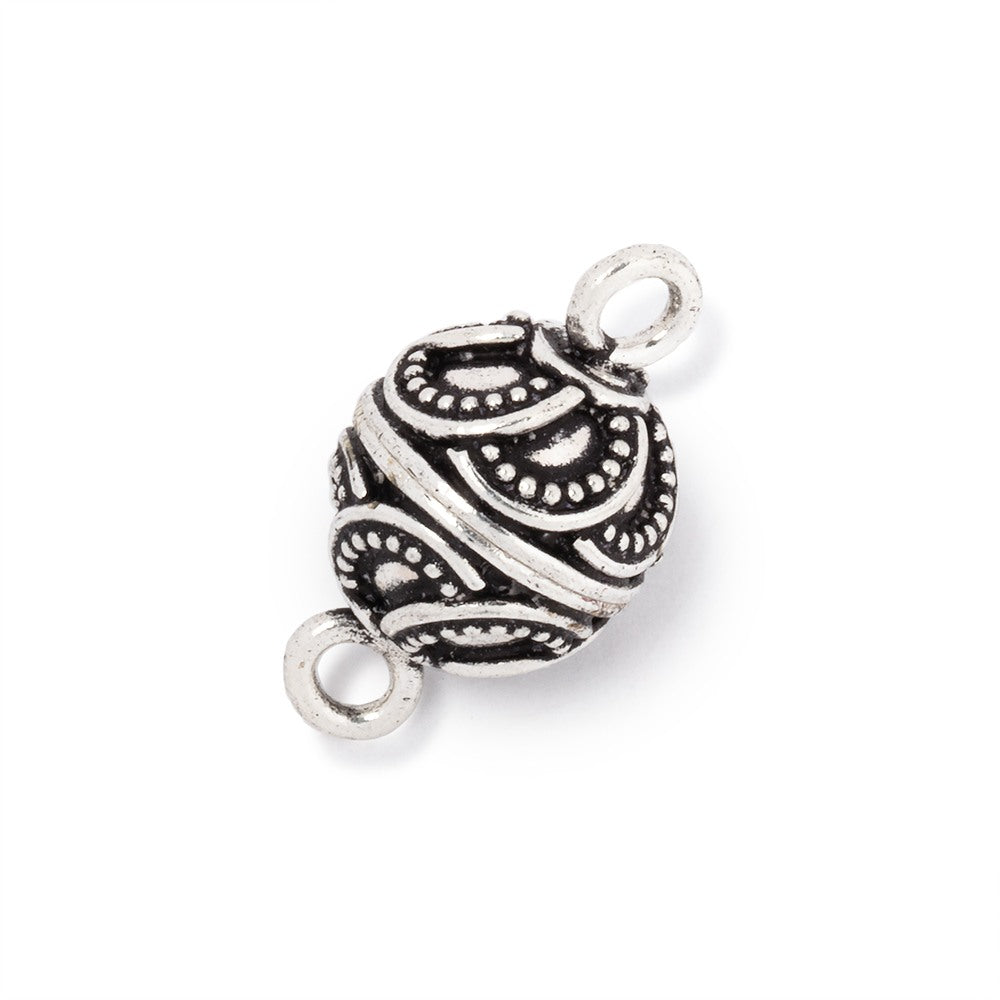 12mm Antiqued Sterling Silver Overlapping Design Magnetic Clasp 1 piece - BeadsofCambay.com