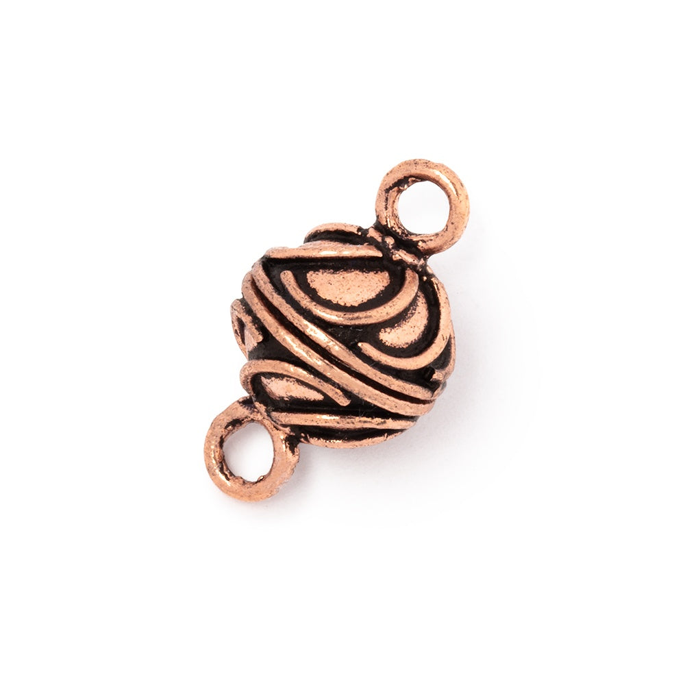 12mm Antiqued Copper Overlapping Design Magnetic Clasp Set of 2 - BeadsofCambay.com