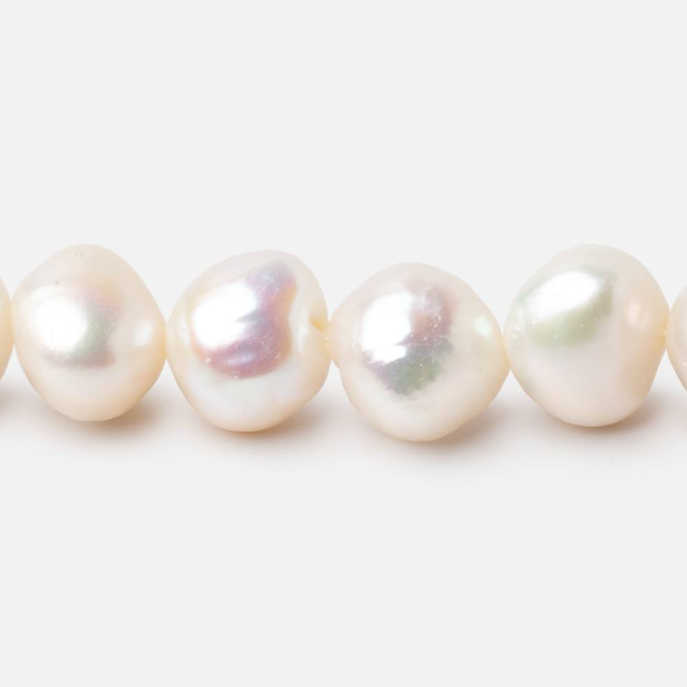 9-10mm White Baroque Freshwater Pearls 15 inch 42 beads - BeadsofCambay.com