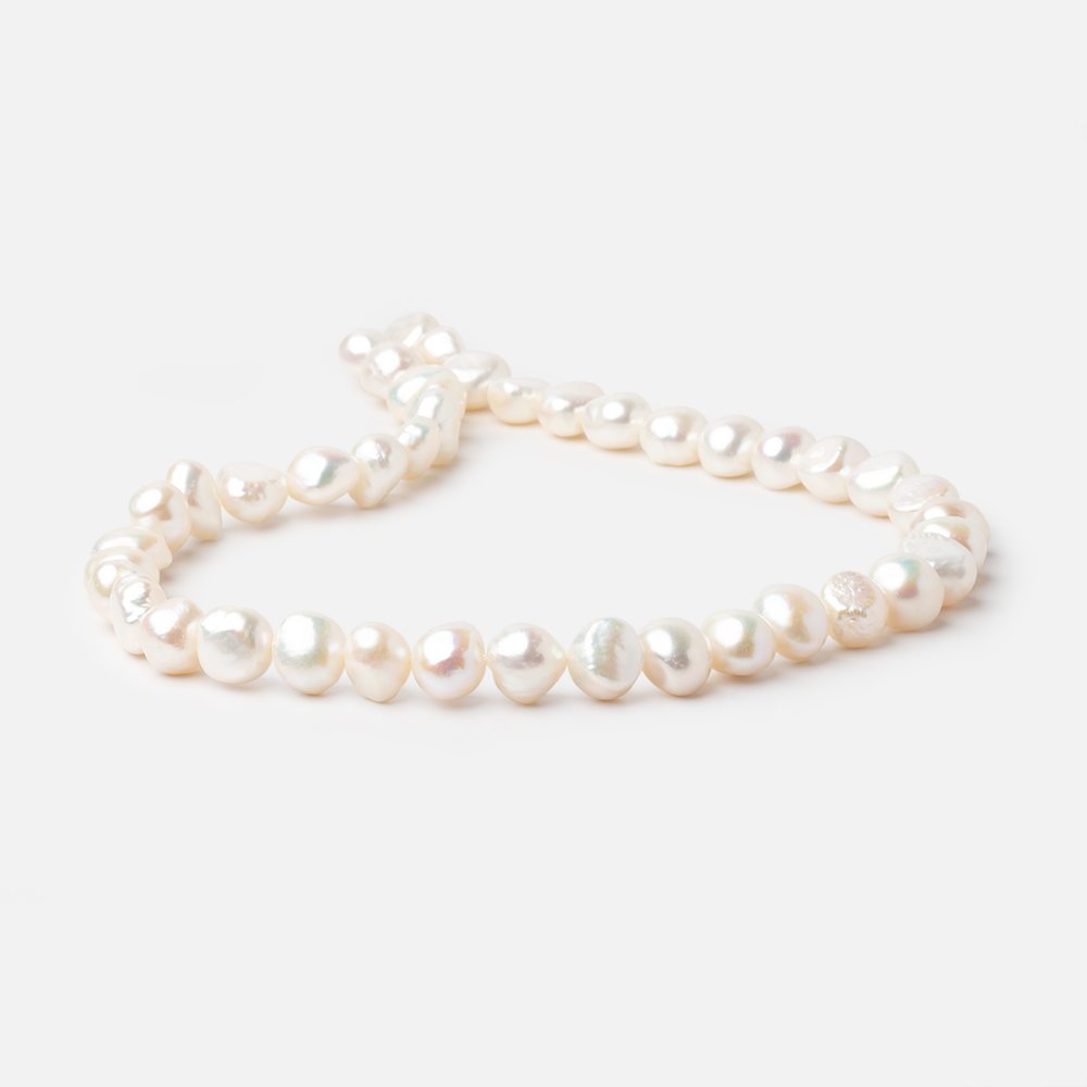 9-10mm White Baroque Freshwater Pearls 15 inch 42 beads - BeadsofCambay.com