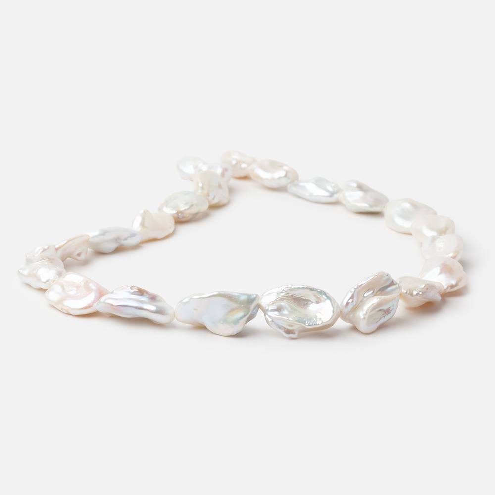 16x11-22x14mm Off White Keshi Freshwater Pearls 16 inch 22 beads AA - BeadsofCambay.com