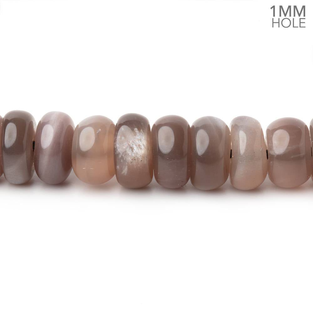 8mm Chocolate Moonstone Plain Rondelles 16 inch 80 Beads 1mm hole - BeadsofCambay.com