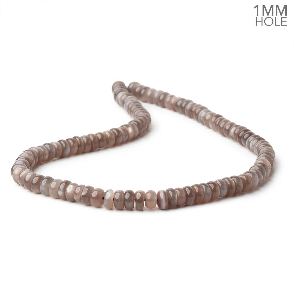 8mm Chocolate Moonstone Plain Rondelles 16 inch 80 Beads 1mm hole - BeadsofCambay.com