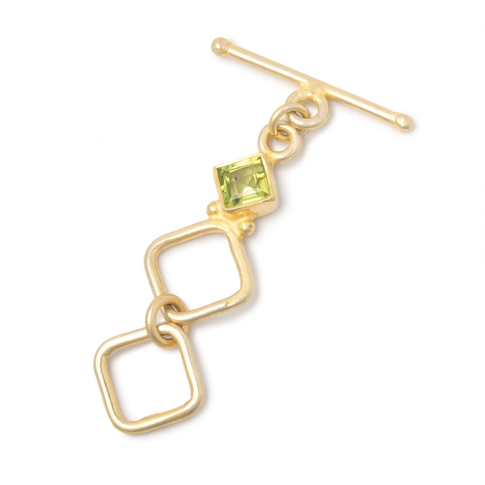 44x12.5mm Vermeil Peridot Square Toggle 1 piece - Beadsofcambay.com