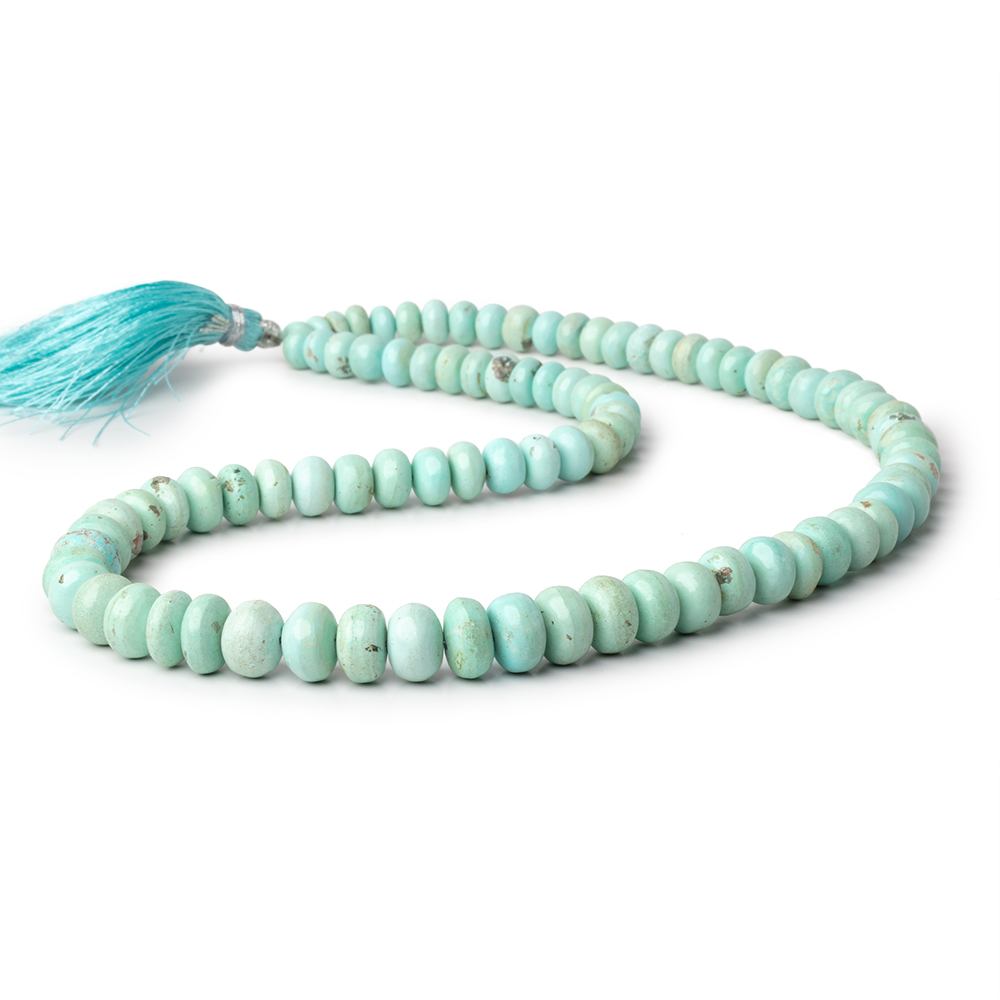 4.5 - 10mm Light Mongolian Turquoise Plain Rondelle 18 inches 88 Beads - Beadsofcambay.com