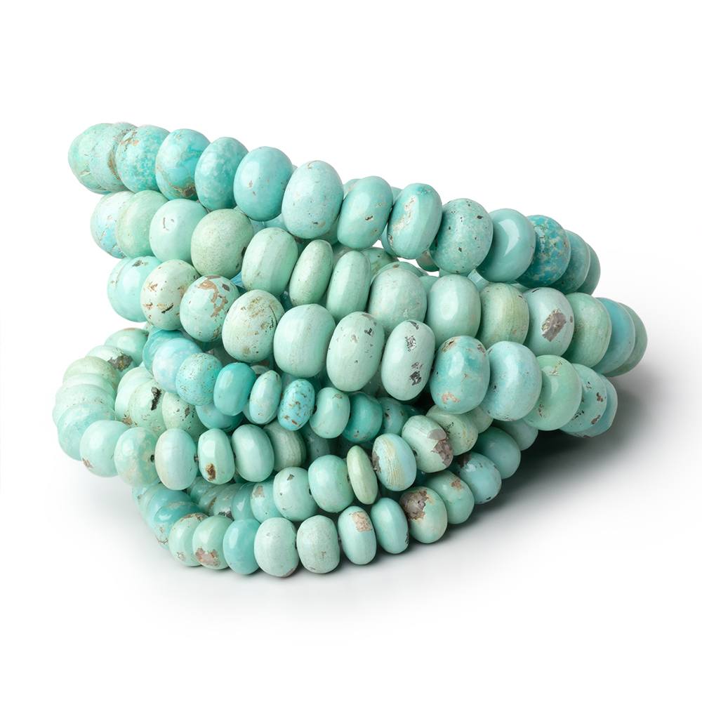 4.5 - 10mm Light Mongolian Turquoise Plain Rondelle 18 inches 88 Beads - Beadsofcambay.com