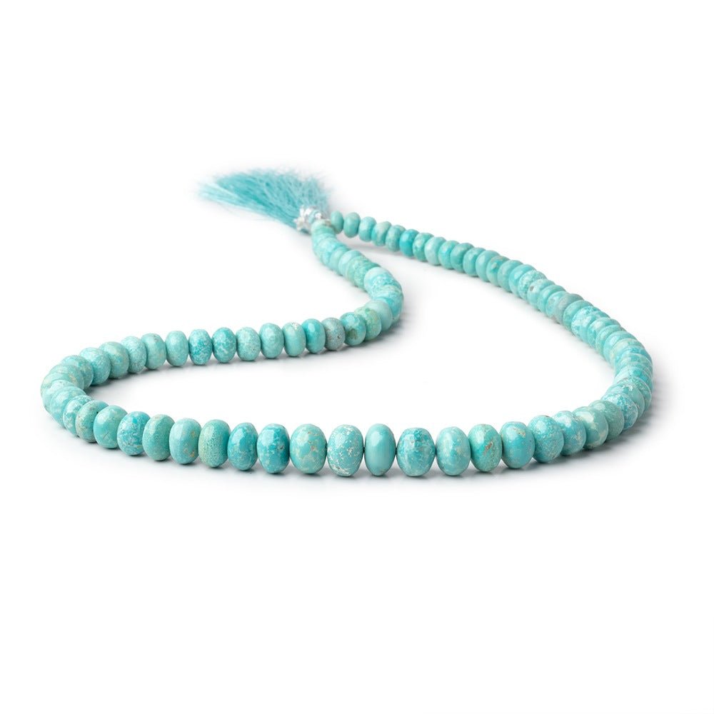 4.5 - 10mm Mongolian Turquoise Plain Rondelle 18 inch 88 beads - Beadsofcambay.com