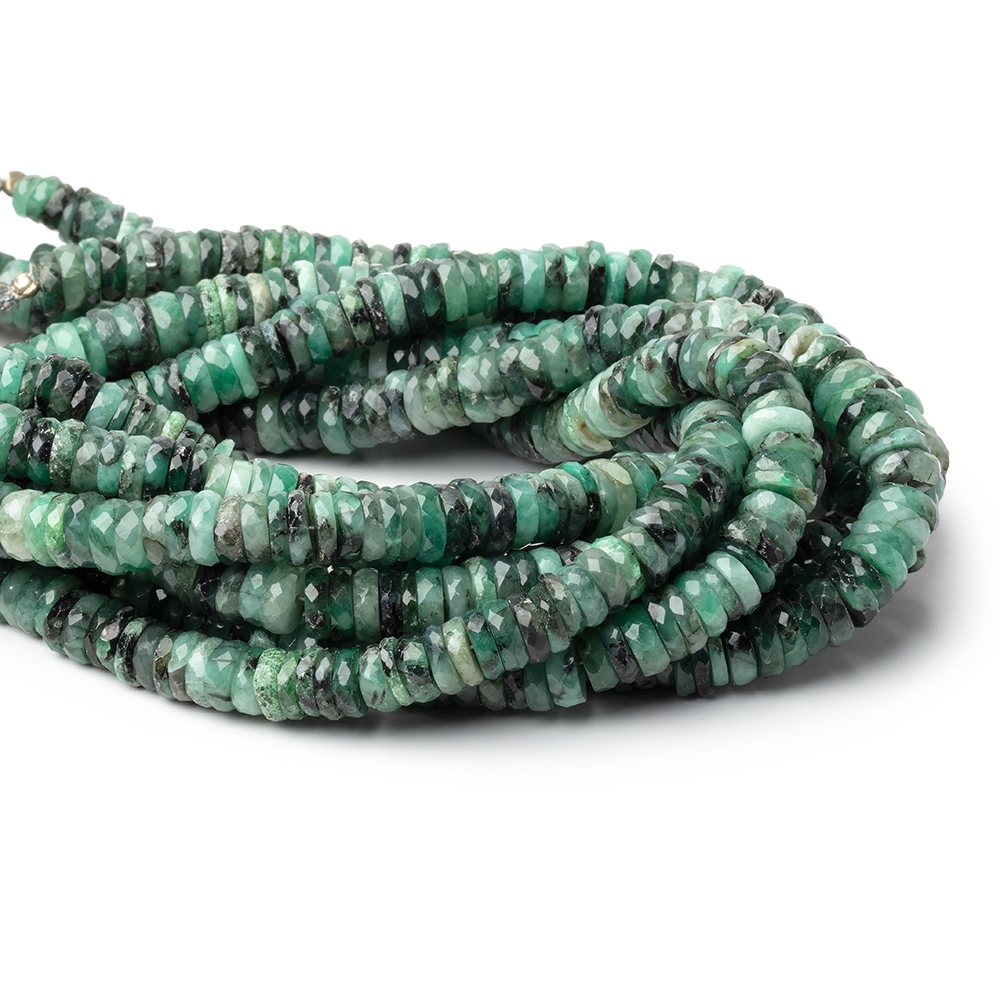 4.5 - 6.5mm Brazilian Emerald Faceted Heishi Beads 8 inch 100 pieces - Beadsofcambay.com