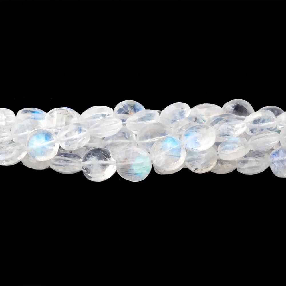 4.5 - 6.5mm Rainbow Moonstone Faceted Coin Beads 16 inch 76 pieces AAA - Beadsofcambay.com