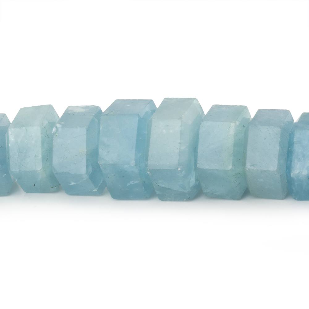 4.5x6.5 - 7.5x12mm Aquamarine Faceted Hexagon Beads 13 inch 59 pieces AA - Beadsofcambay.com