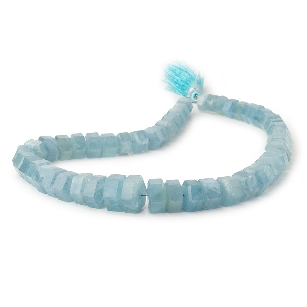 4.5x6.5 - 7.5x12mm Aquamarine Faceted Hexagon Beads 13 inch 59 pieces AA - Beadsofcambay.com