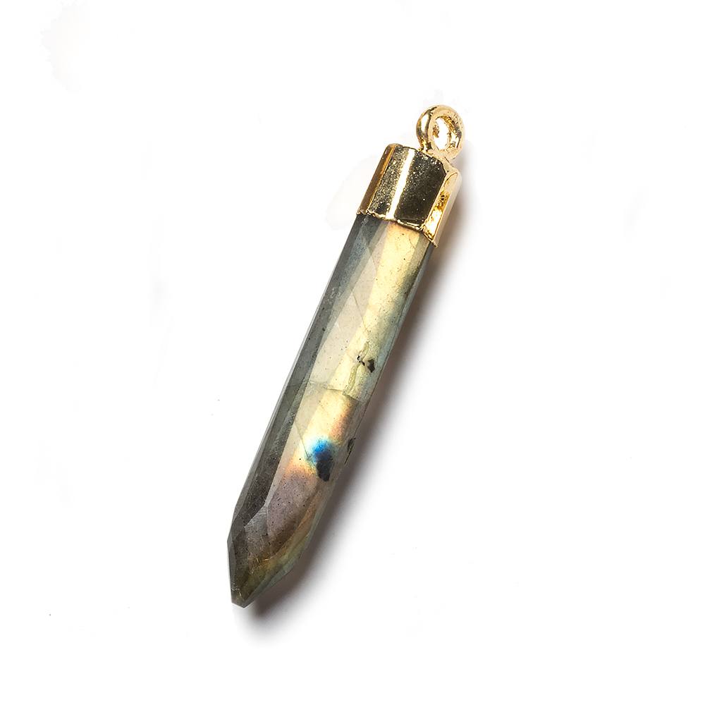 46x6mm Gold Leafed Labradorite Spike focal bead 1 piece - Beadsofcambay.com