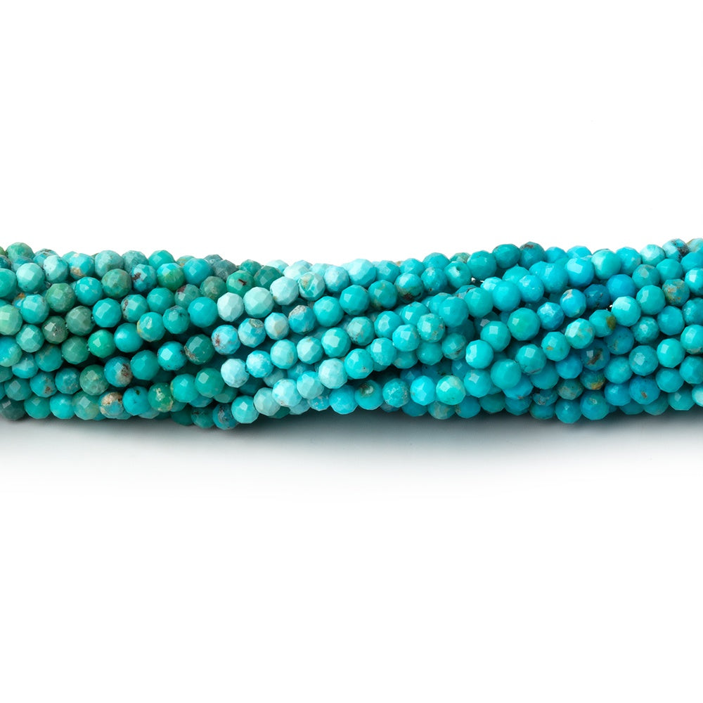 2.4mm Multi Color Turquoise Micro Faceted Rounds 12.5 inch 144 Beads AA - BeadsofCambay.com