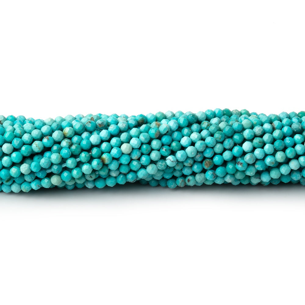 2.2mm Turquoise Micro Faceted Round Beads 12.5 inch 150 pieces AA - BeadsofCambay.com