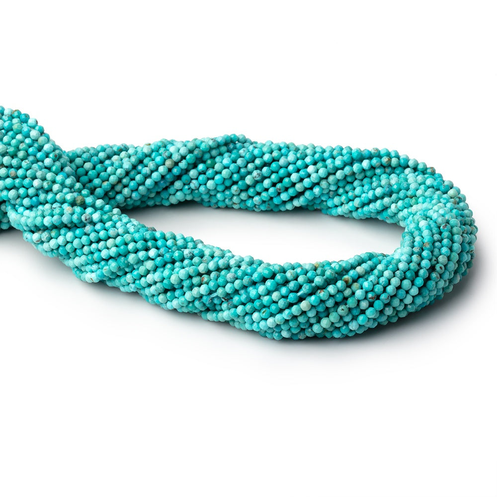 2.2mm Turquoise Micro Faceted Round Beads 12.5 inch 150 pieces AA - BeadsofCambay.com