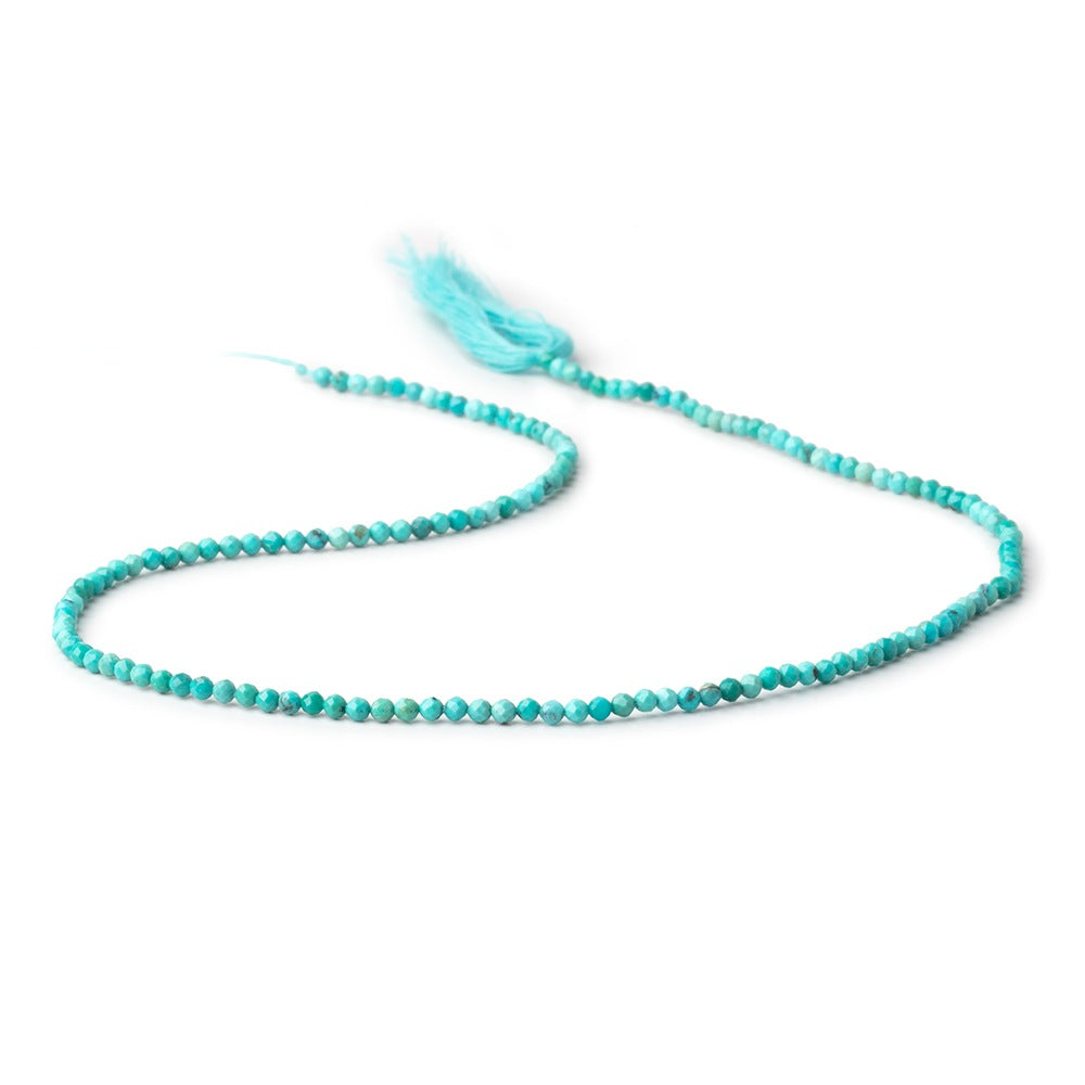 2.2mm Turquoise Micro Faceted Round Beads 12.5 inch 150 pieces AA - BeadsofCambay.com