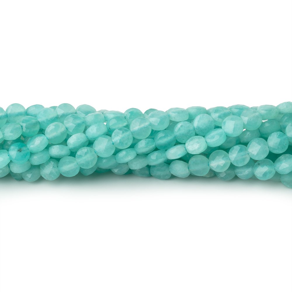 4mm Amazonite Checkerboard Faceted Calibrated Coins 12.25 inch 82 Beads - Beadsofcambay.com