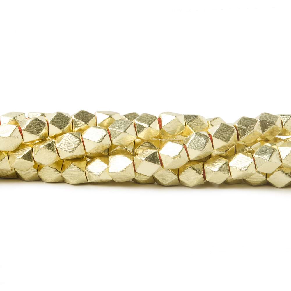 4mm Brushed Faceted Nugget Beads 8 inch 45 pieces - Beadsofcambay.com