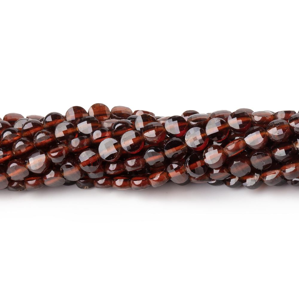 4mm Hessonite Garnet Checkerboard Faceted Calibrated Coins 12.5 inch 84 Beads AA - Beadsofcambay.com