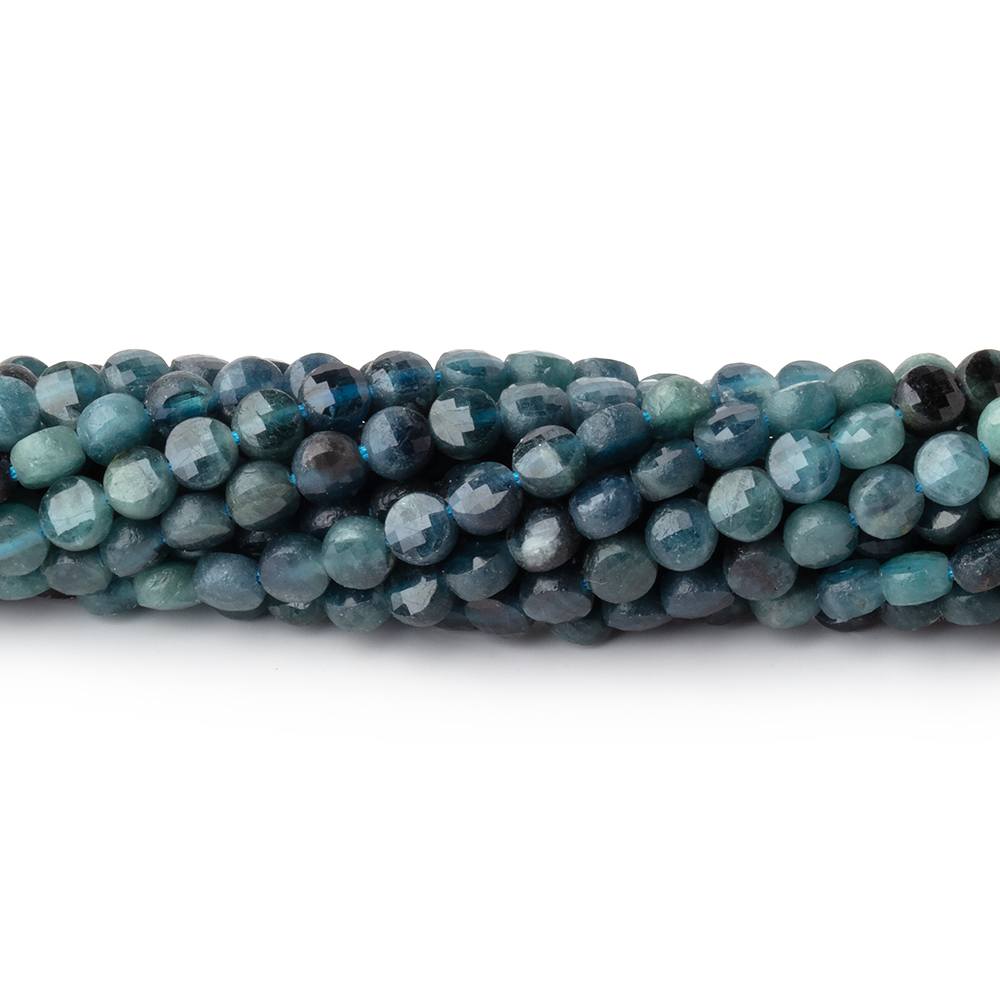 4mm Indicolite Tourmaline Checkerboard Faceted Calibrated Coins 12.25 inch 82 Beads - Beadsofcambay.com