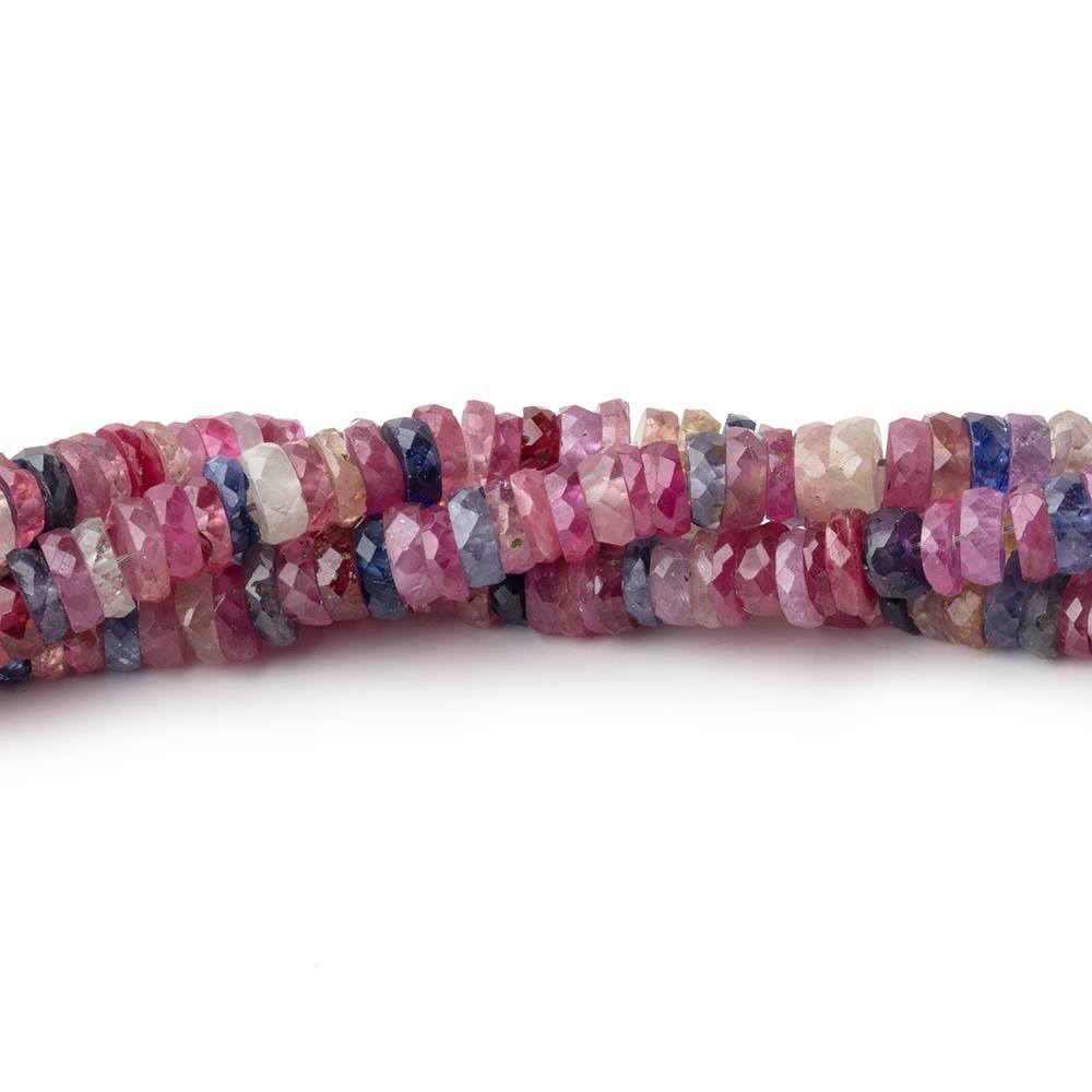 4mm Multi Color Madagascar Sapphire Faceted Heishi 16 inch 290 Beads AA - Beadsofcambay.com