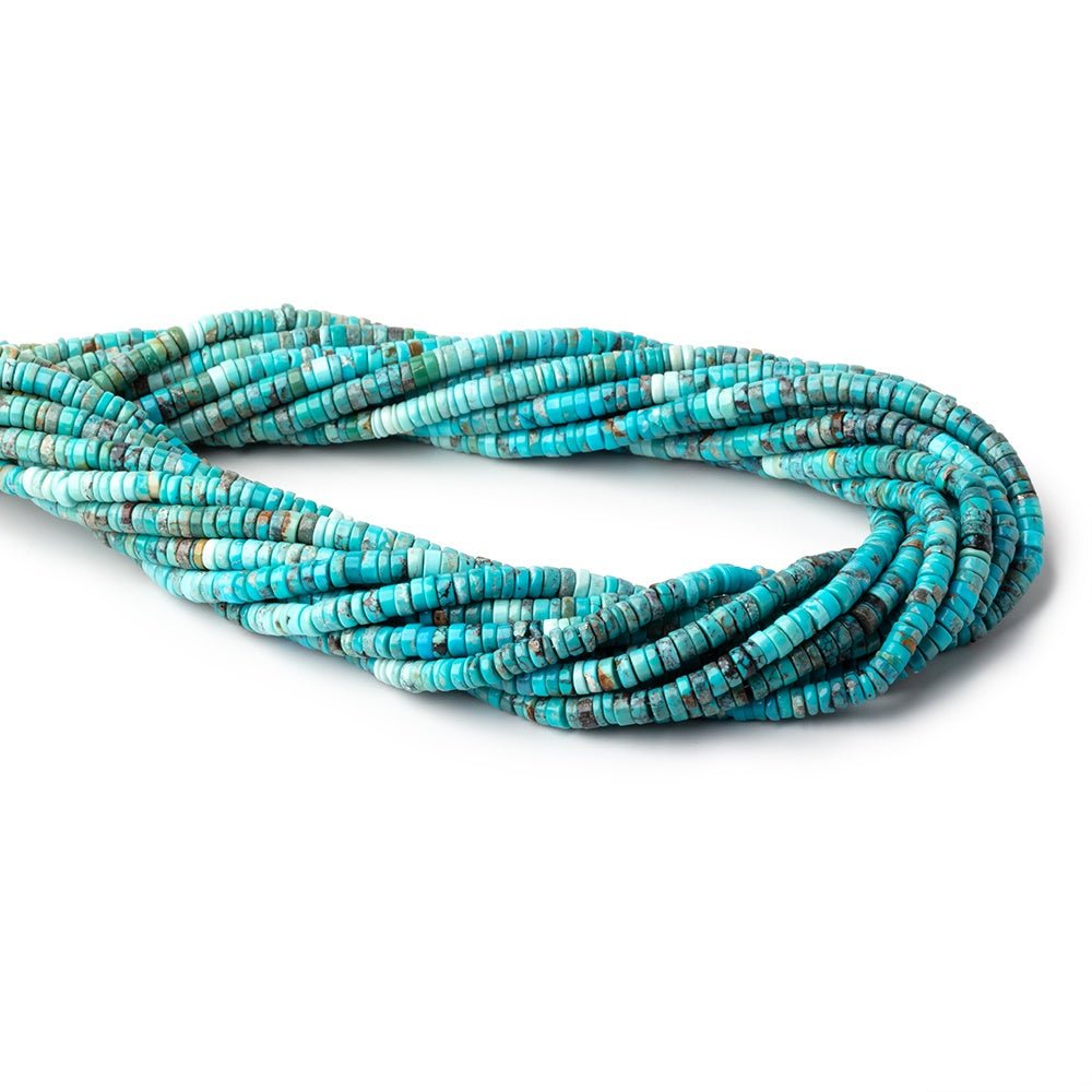 4mm Sleeping Beauty Turquoise Plain Heishi Beads 18 inch 250 pieces - Beadsofcambay.com