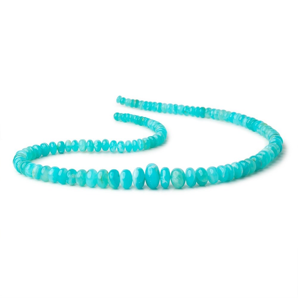 5 - 14mm Peruvian Blue Opal Plain Rondelles 20 inch 109 Beads AAA - Beadsofcambay.com