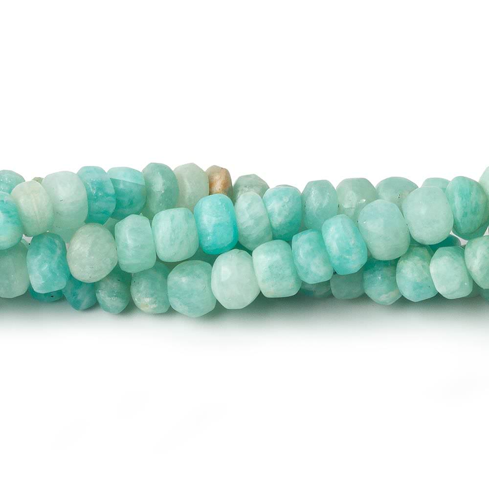 5 - 5.5mm Matte Amazonite rondelle beads 12 inch 110 pieces - Beadsofcambay.com