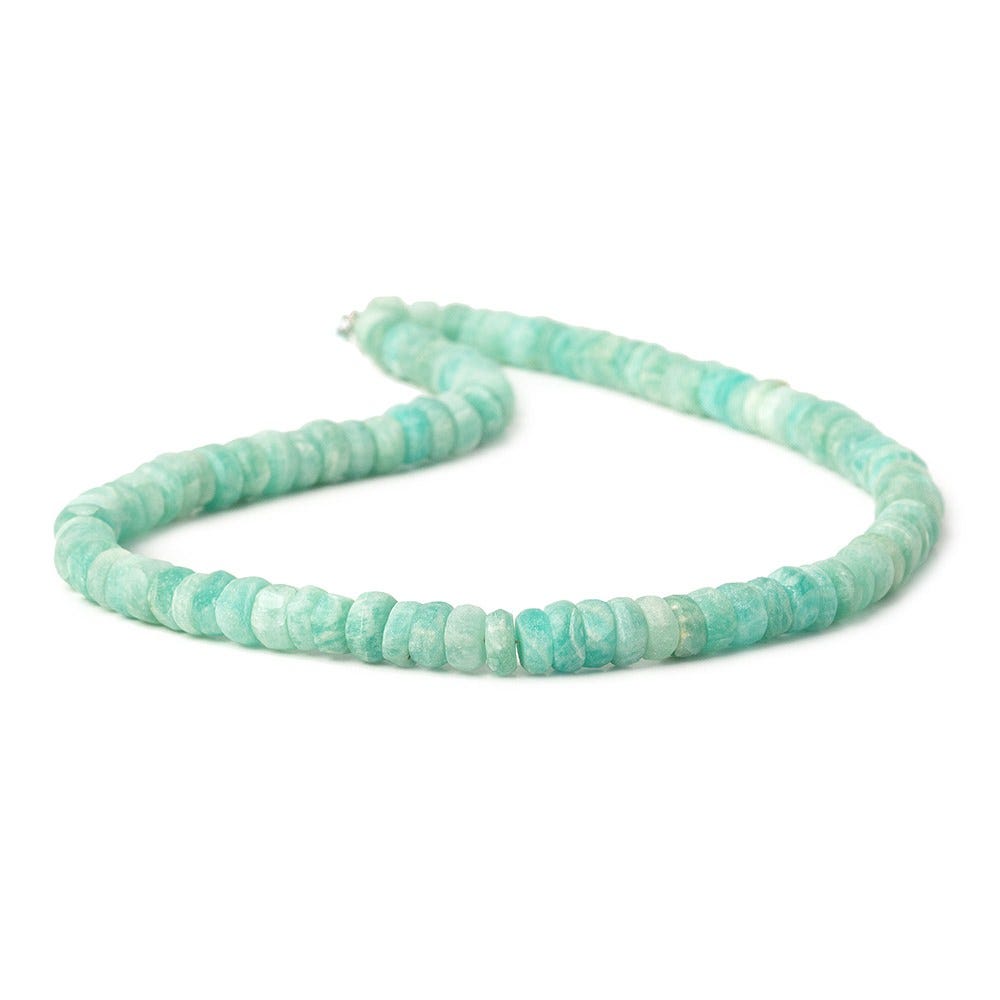 5 - 5.5mm Matte Amazonite rondelle beads 12 inch 110 pieces - Beadsofcambay.com