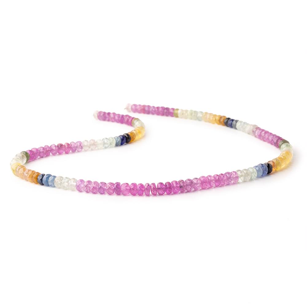 5 - 5.5mm Multi Color Madagascar Sapphire Faceted Rondelle 18 inch 130 Beads AA - Beadsofcambay.com