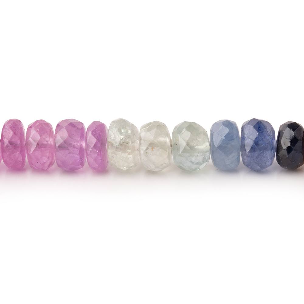 5 - 5.5mm Multi Color Madagascar Sapphire Faceted Rondelle 18 inch 130 Beads AA - Beadsofcambay.com