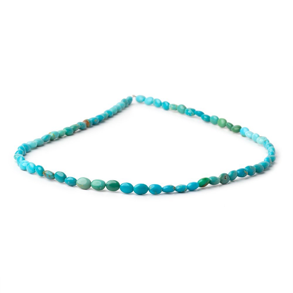 5 - 6.5mm Sleeping Beauty Turquoise Plain Ovals 15.5 inch 65 Beads - Beadsofcambay.com