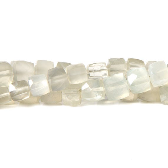 5 - 6mm Ceylon Moonstone faceted cube 8 inch 33 Beads - Beadsofcambay.com