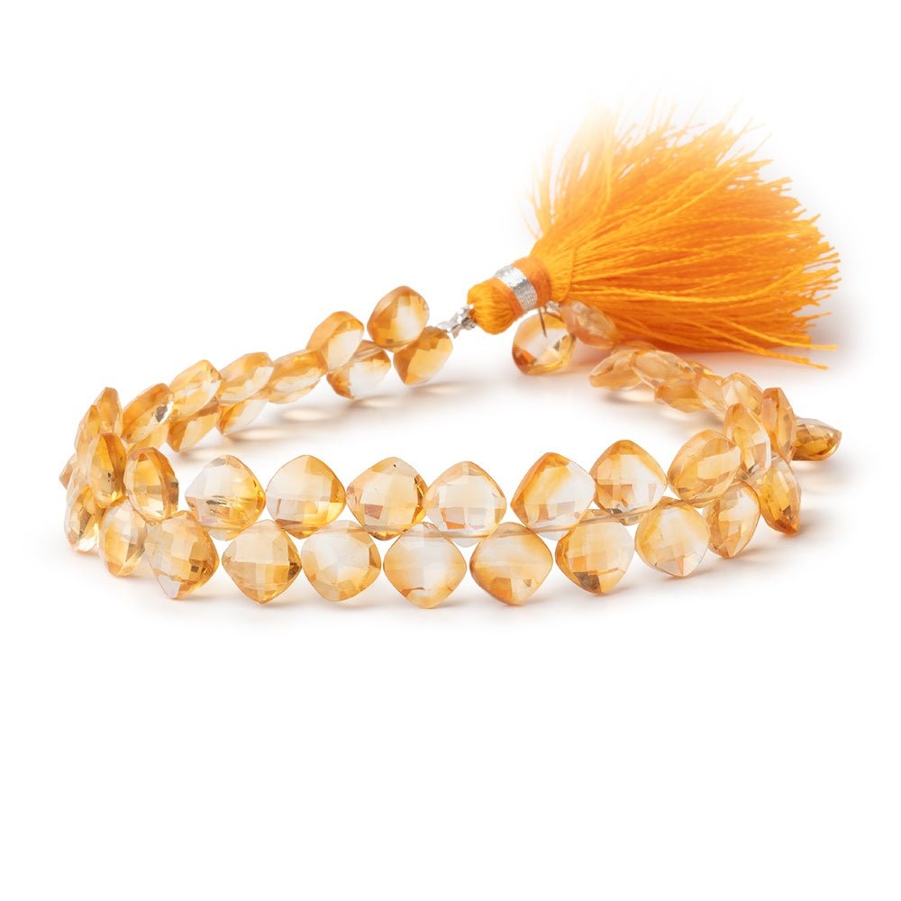 5 - 6mm Citrine Top Drill Faceted Pillow 7.5 inch 50 Beads - Beadsofcambay.com