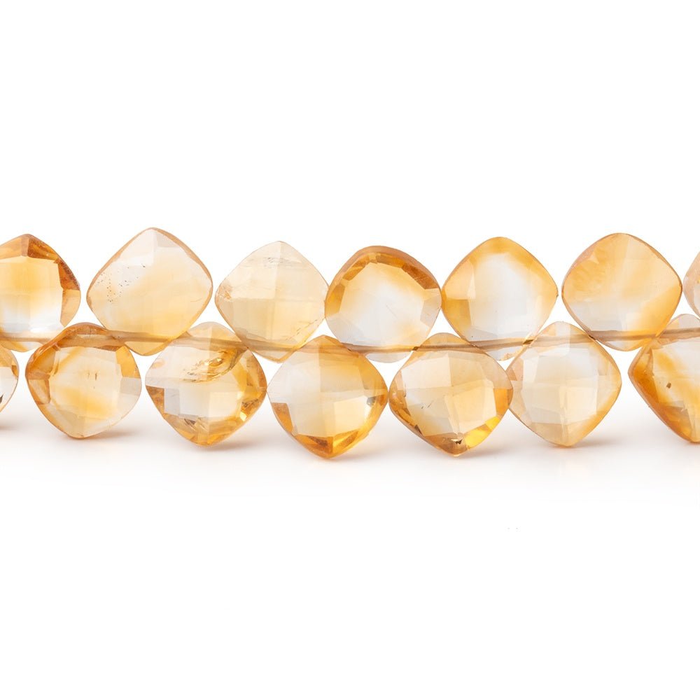 5 - 6mm Citrine Top Drill Faceted Pillow 7.5 inch 50 Beads - Beadsofcambay.com