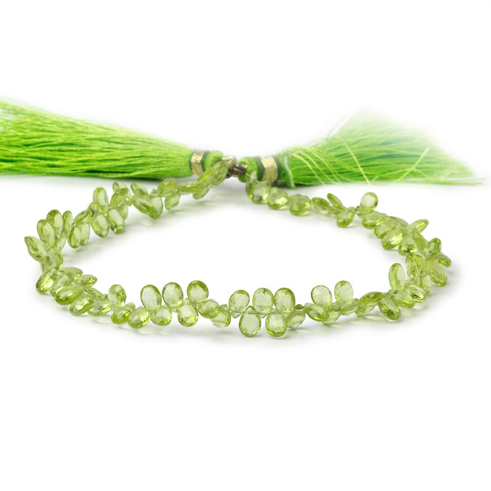 5 - 6mm Peridot Faceted Pear Beads 9 inch 90 pieces - Beadsofcambay.com