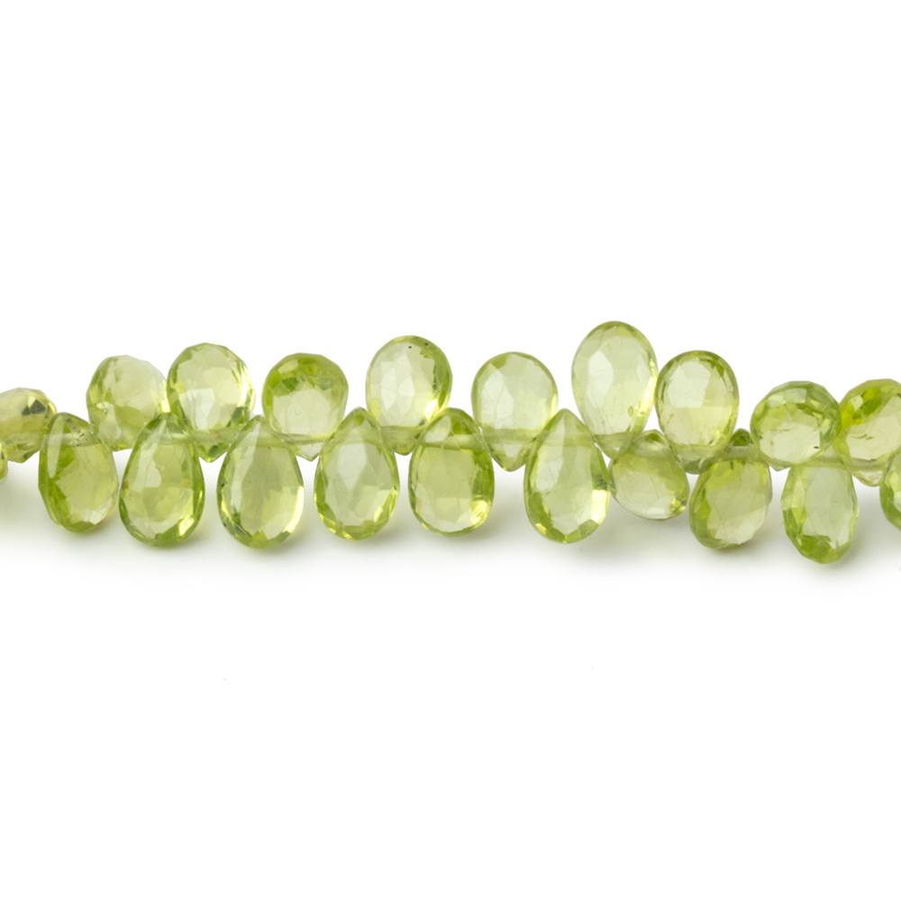 5 - 6mm Peridot Faceted Pear Beads 9 inch 90 pieces - Beadsofcambay.com