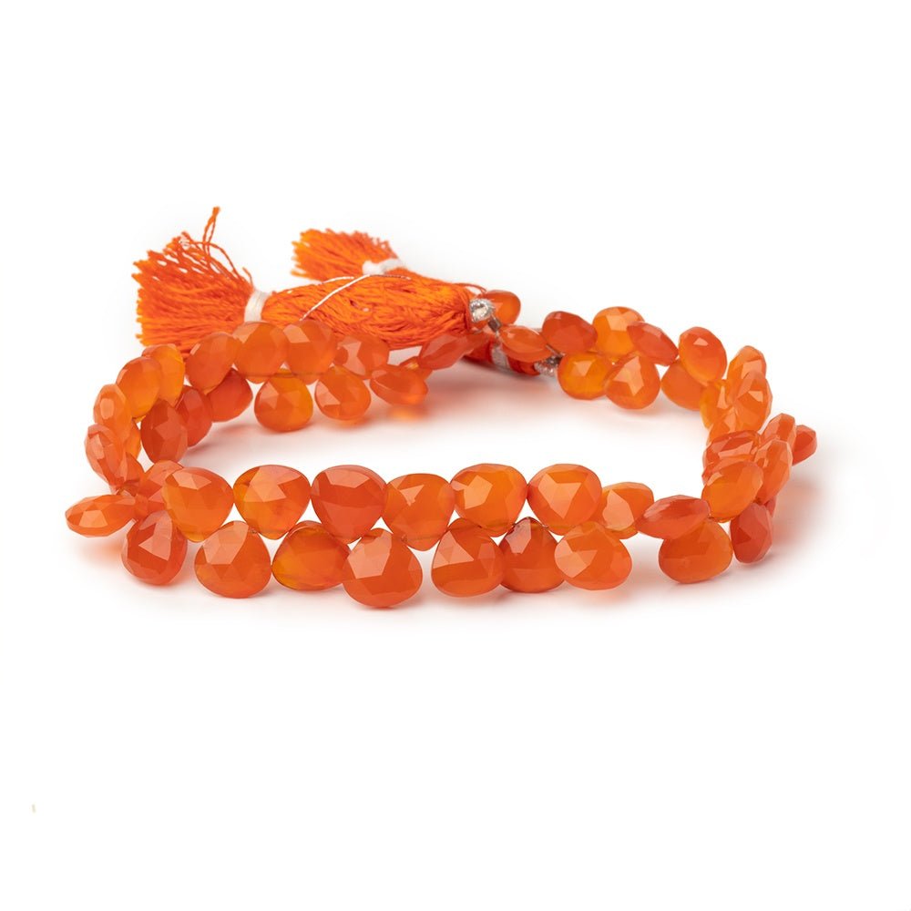 5 - 8mm Carnelian Faceted Heart Beads 8.5 inch 60 pieces - Beadsofcambay.com