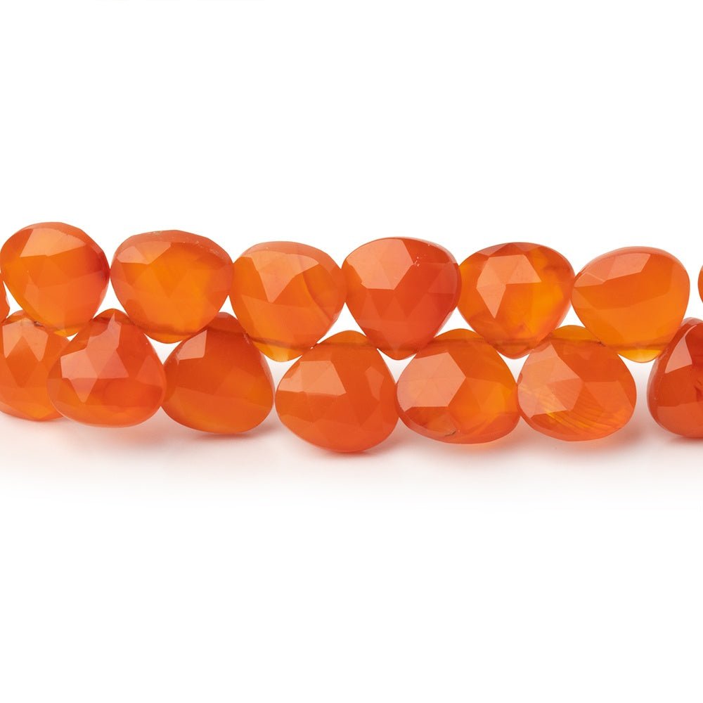 5 - 8mm Carnelian Faceted Heart Beads 8.5 inch 60 pieces - Beadsofcambay.com