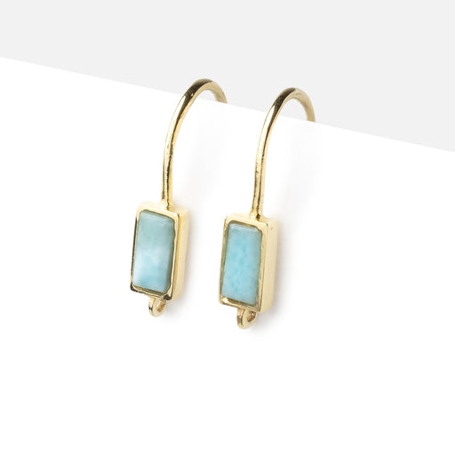 Vermeil Larimar Baguette Earwire Set of 2 pieces - Beadsofcambay.com