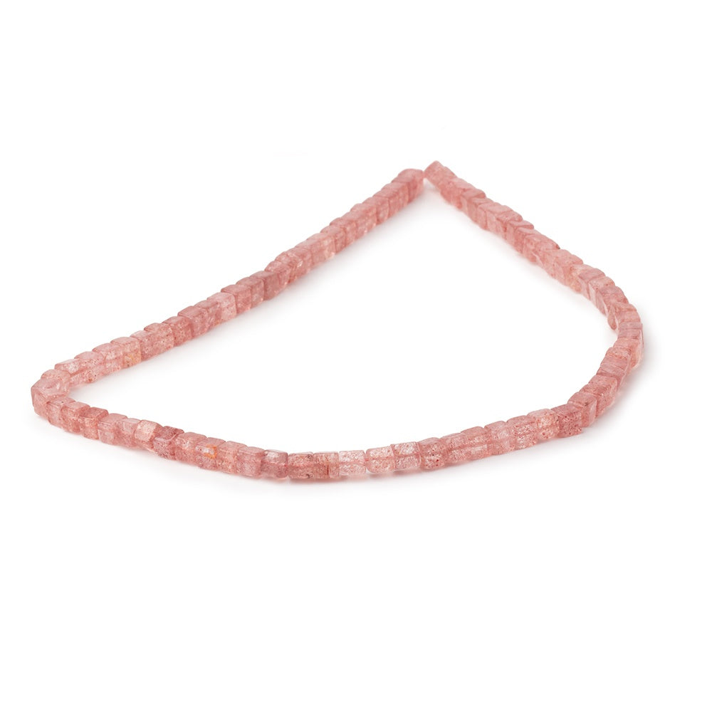 4-4.5mm Strawberry Quartz Plain Cube Beads 14 inch 78 pieces - BeadsofCambay.com