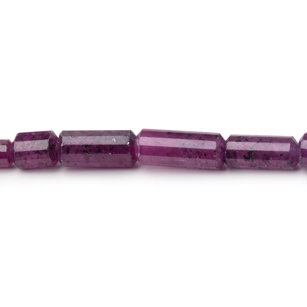 5-11mm Ruby Faceted Tube Beads 16 inch 52 pieces AA - BeadsofCambay.com