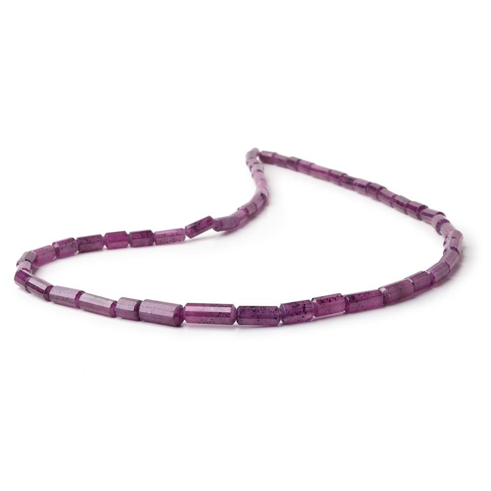 5-11mm Ruby Faceted Tube Beads 16 inch 52 pieces AA - BeadsofCambay.com