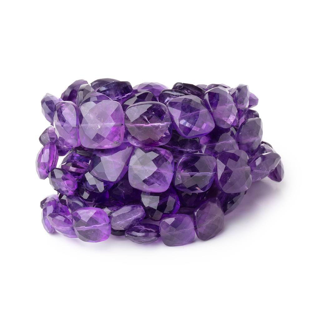 9-14mm Amethyst Faceted Cushion Beads 15 inch 35 pieces - BeadsofCambay.com