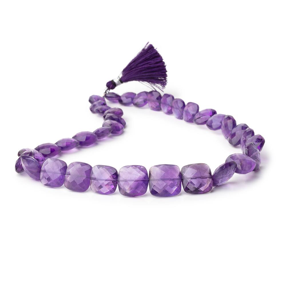 9-14mm Amethyst Faceted Cushion Beads 15 inch 35 pieces - BeadsofCambay.com