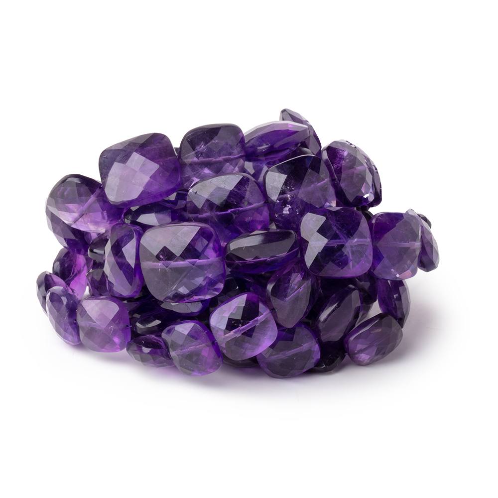 8-14mm Amethyst Faceted Cushion Beads 16 inch 35 pieces - BeadsofCambay.com