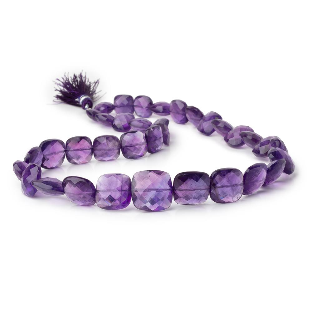 8-14mm Amethyst Faceted Cushion Beads 16 inch 35 pieces - BeadsofCambay.com